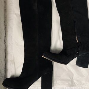 Knee Length Black Suede Boots Size 8